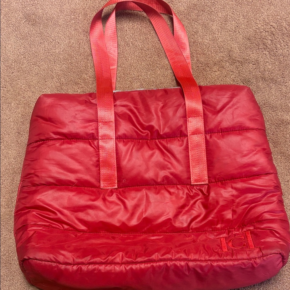 Elegant Red Quilted Tote Bag
